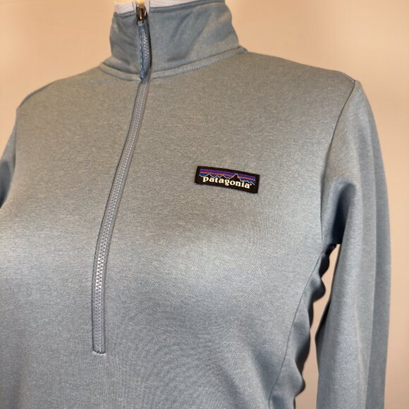 Patagonia Sweaters - Patagonia Mid Weight Quarter Zip Pullover Light Blue Fleece Lined Mid Layer Sz M
